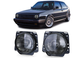 Koplamp H4 Black Smoke gegolfd voor VW Golf 2 83-91