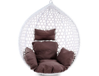 Kussen voor hangstoelmand incl. rugdeel 2-delige set stijl donkerbruin