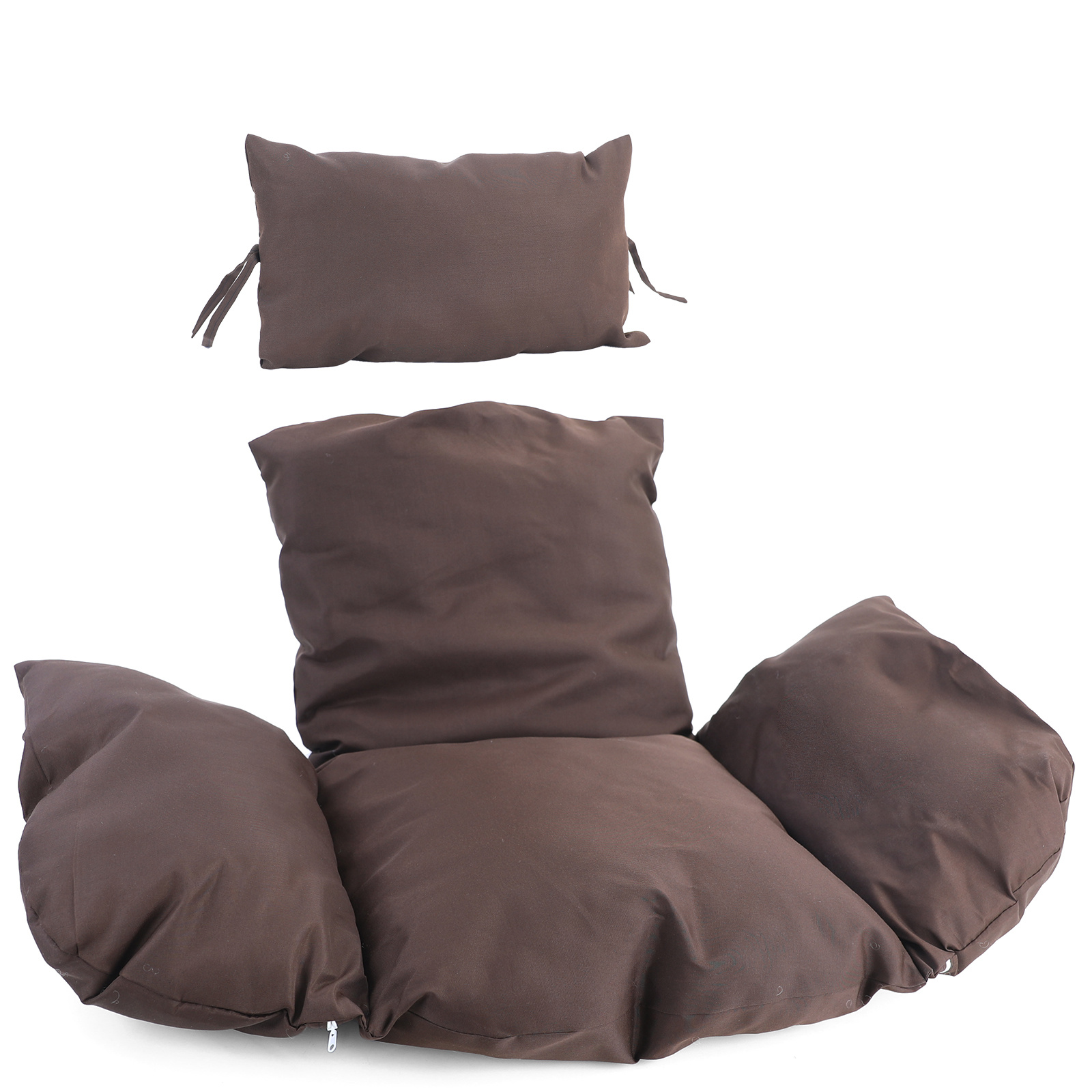 Kussen voor hangstoelmand incl. rugdeel 2-delige set stijl donkerbruin