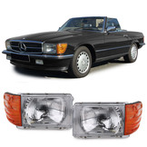 Koplamp zonder LWR 6 polig rechts + links geschikt voor Mercedes SL R107 SLC C107