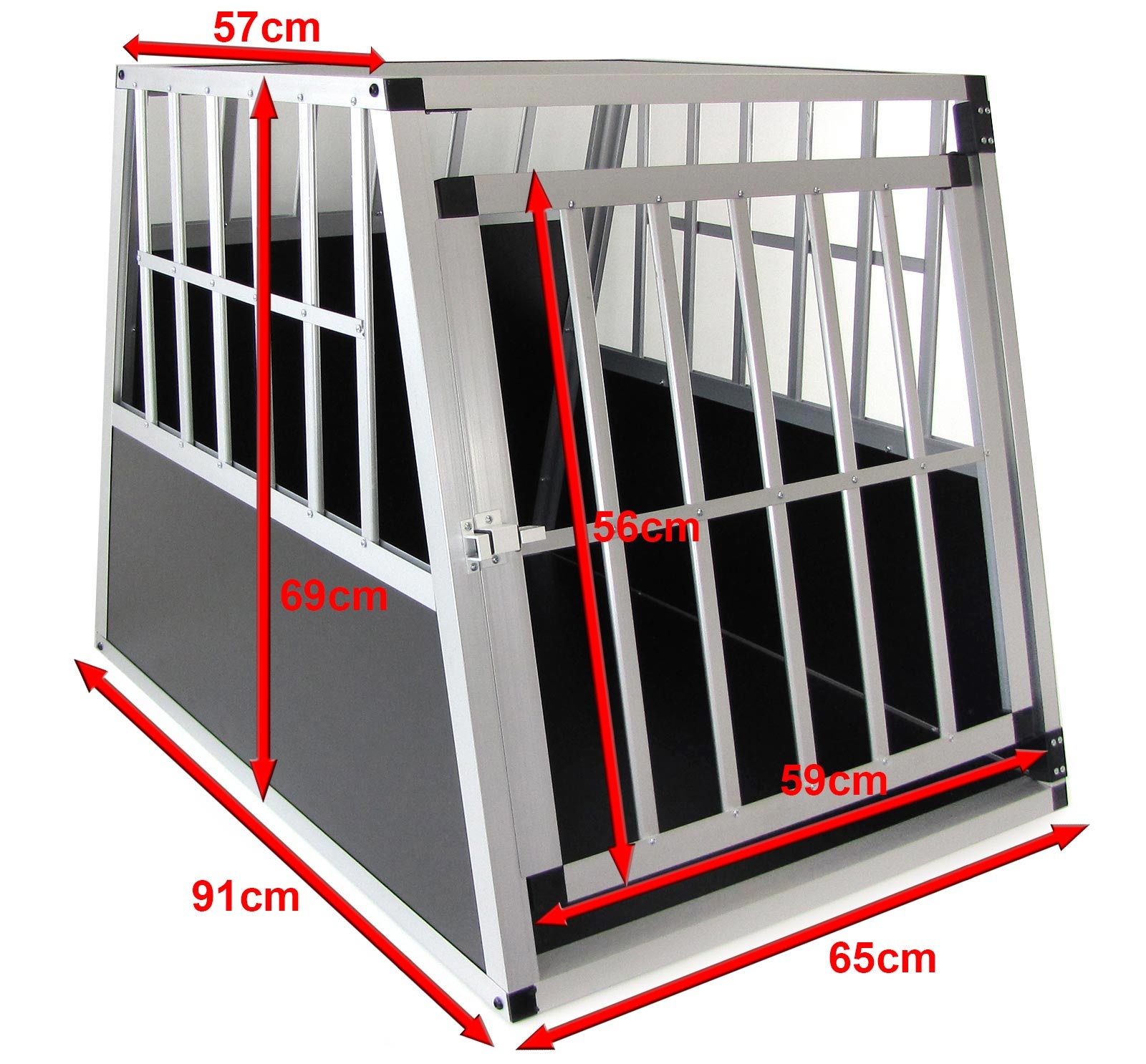Aluminium hondentransportauto auto met deurbox Ellipse XL 91x65x69cm