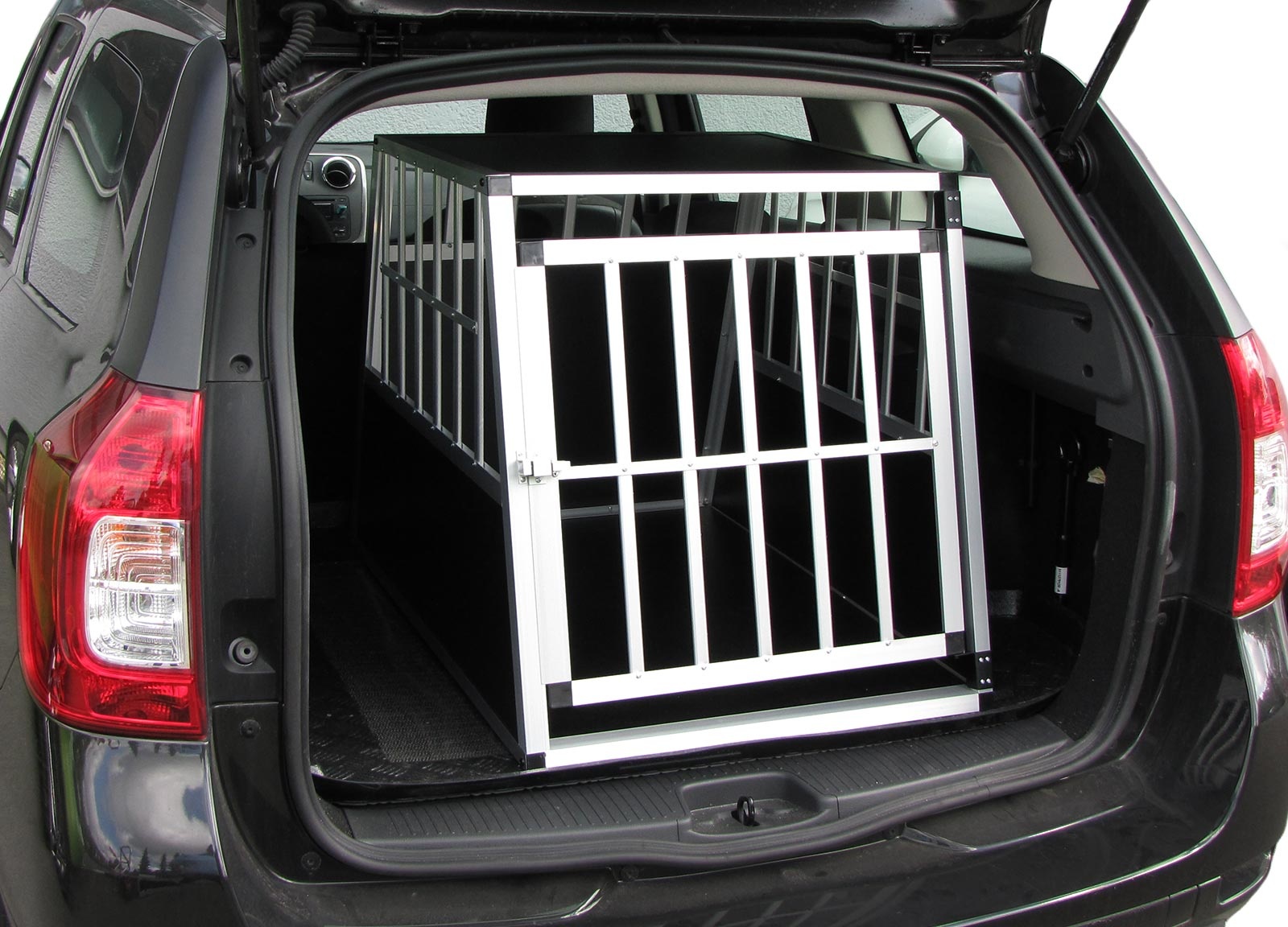 Aluminium hondentransportauto auto met deurbox Ellipse XL 91x65x69cm