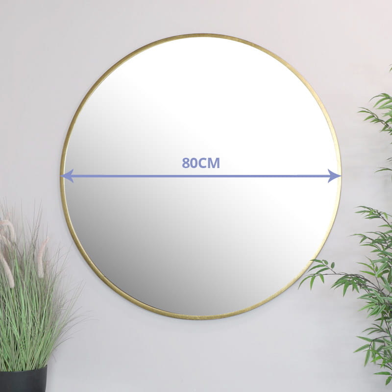 Ronde spiegel - badkamerspiegel - wandspiegel - ø 80 cm - goud