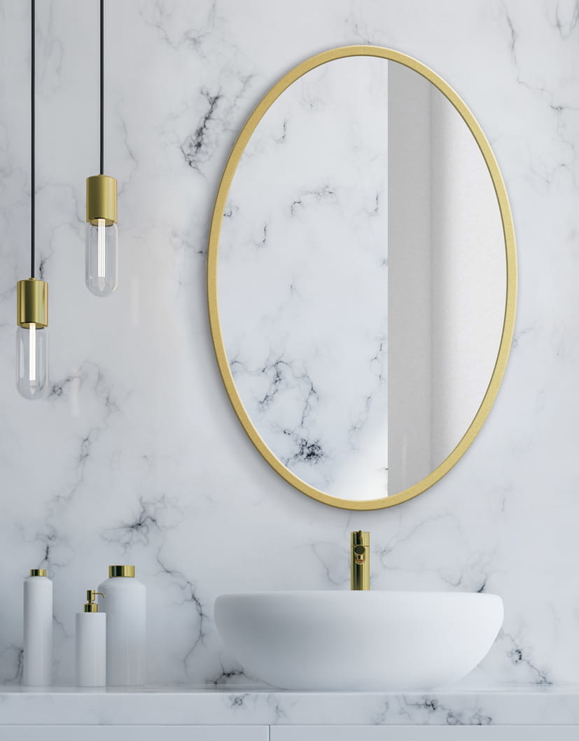Ronde spiegel - badkamerspiegel - wandspiegel - ø 80 cm - goud
