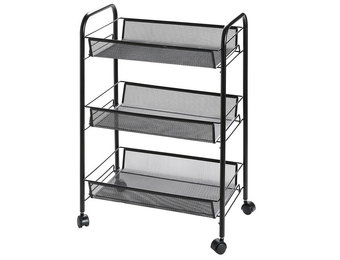 Keukentrolley - zwart - op wieltjes - 45x27,5x63,5 cm