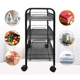 Keukentrolley - zwart - op wieltjes - 45x27,5x63,5 cm