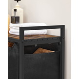 Wasmand - wassorteerder - 3 vakken - 92,5x33x71 cm - 114L - zwart