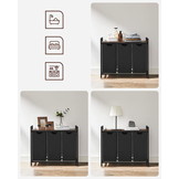 Wasmand - wassorteerder - 3 vakken - 92,5x33x71 cm - 114L - zwart