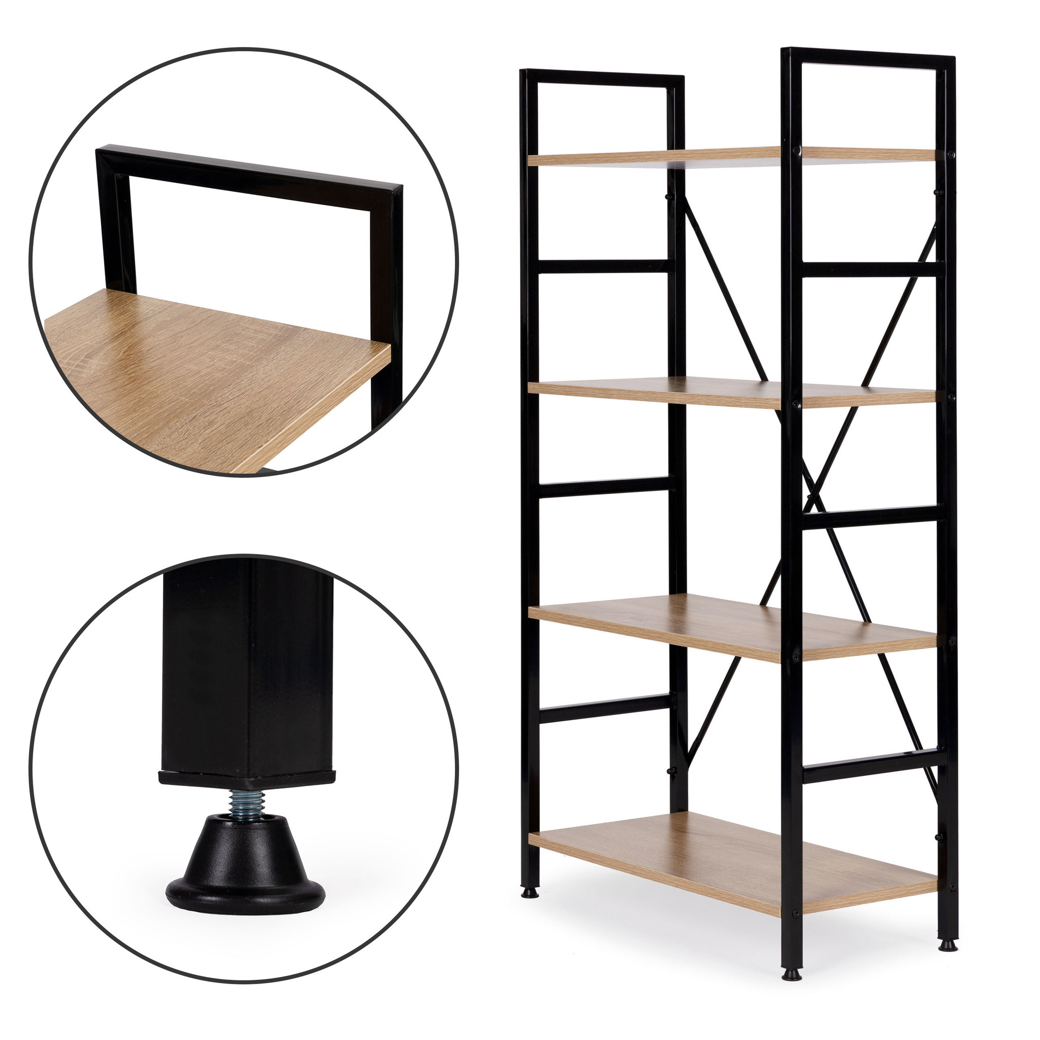 Schappenkast - open boekenkast - industriële kast - 118x60x28 cm