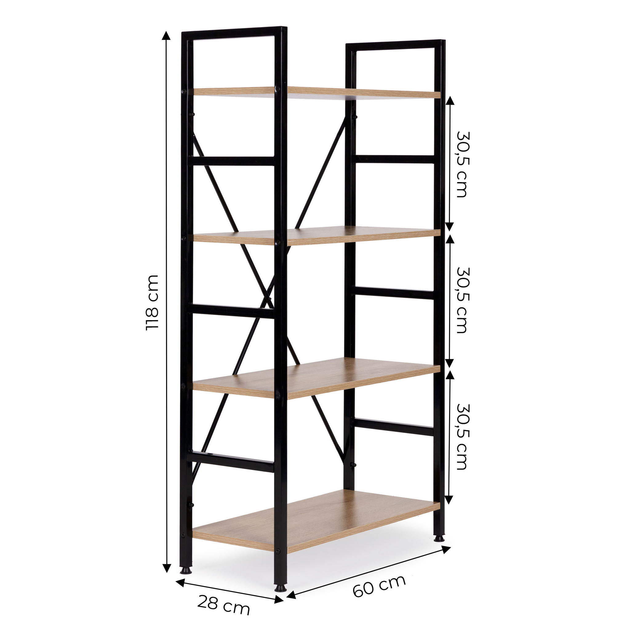 Schappenkast - open boekenkast - industriële kast - 118x60x28 cm