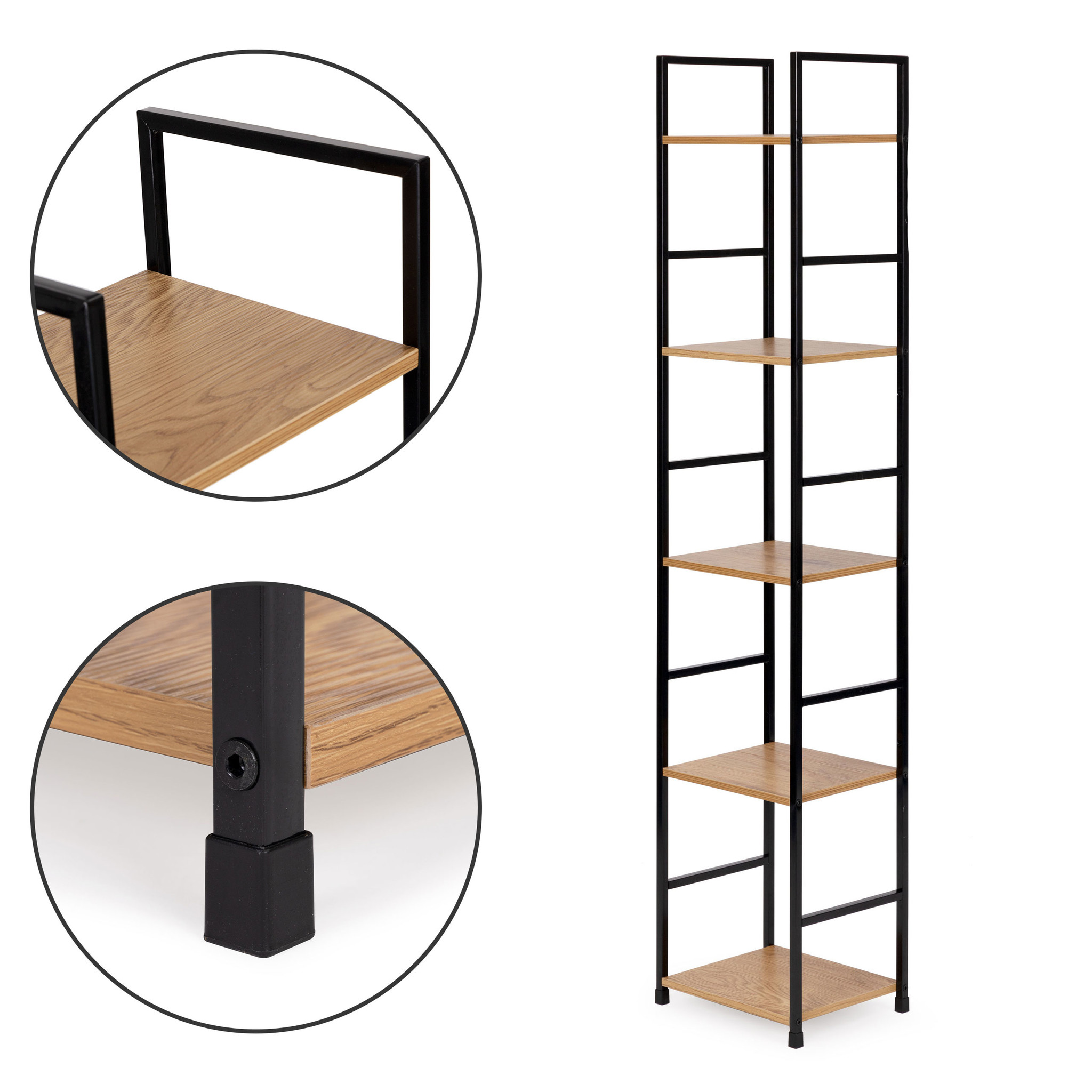 Schappenkast - open boekenkast - industriële kast - 144,5x29x23,5 cm