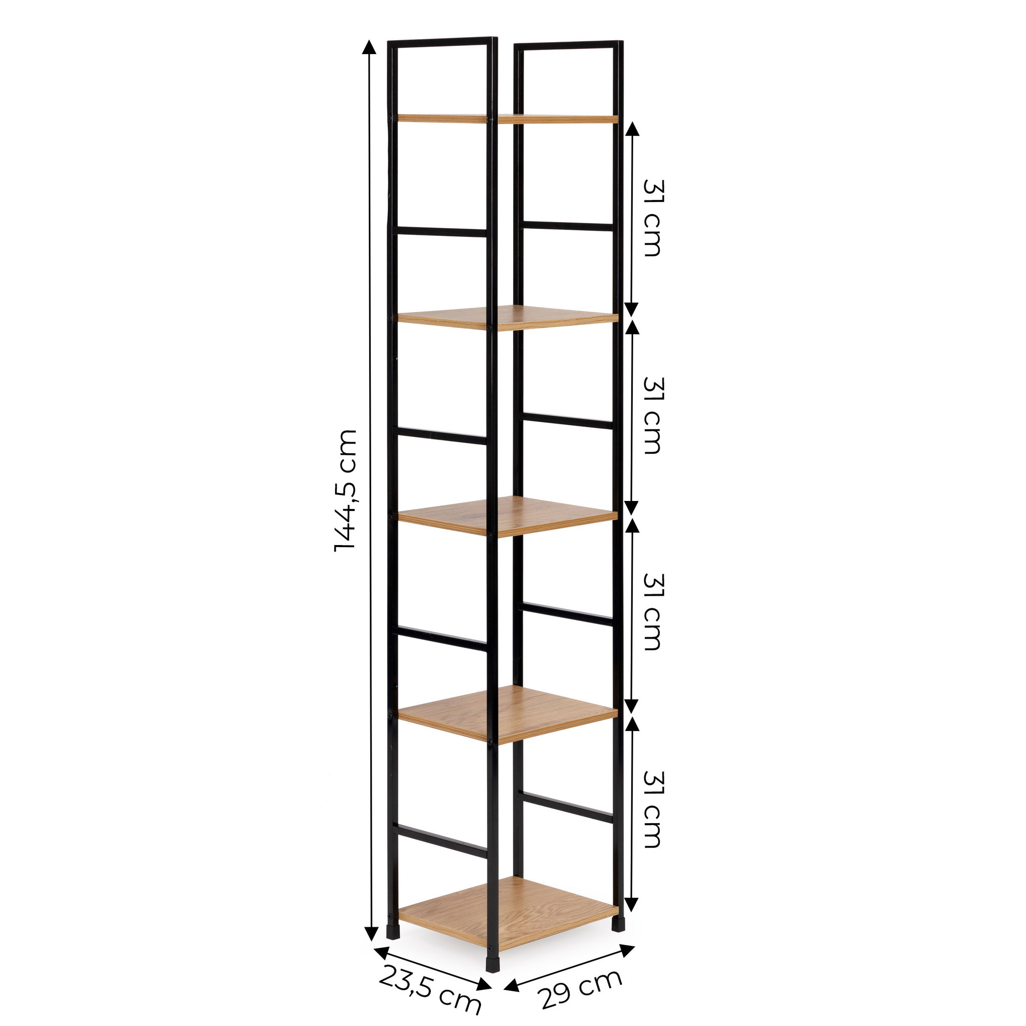 Schappenkast - open boekenkast - industriële kast - 144,5x29x23,5 cm
