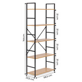 Schappenkast - open boekenkast - industriële kast - 5 planken