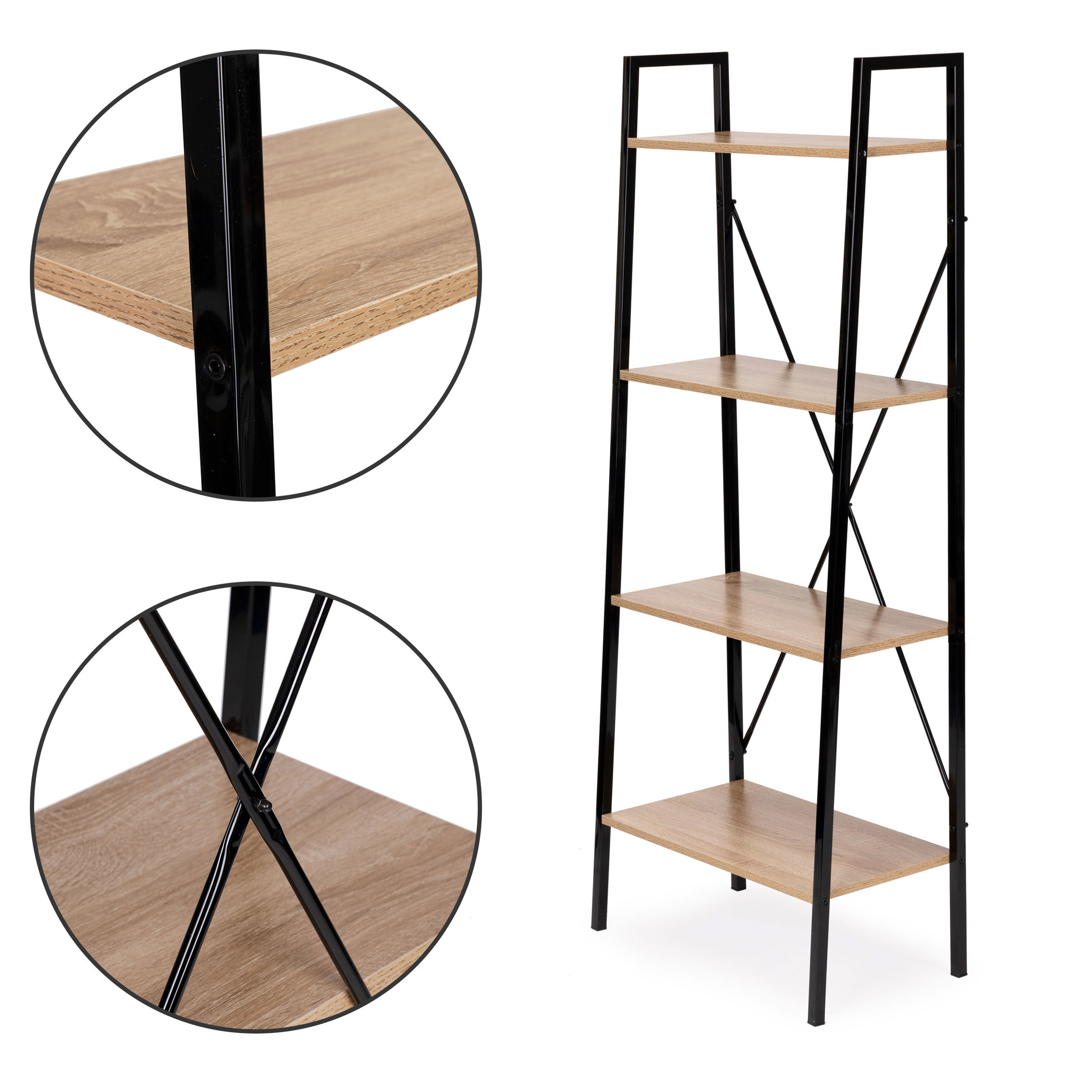 Schappenkast - open boekenkast - 118x60x28 cm - 4 planken