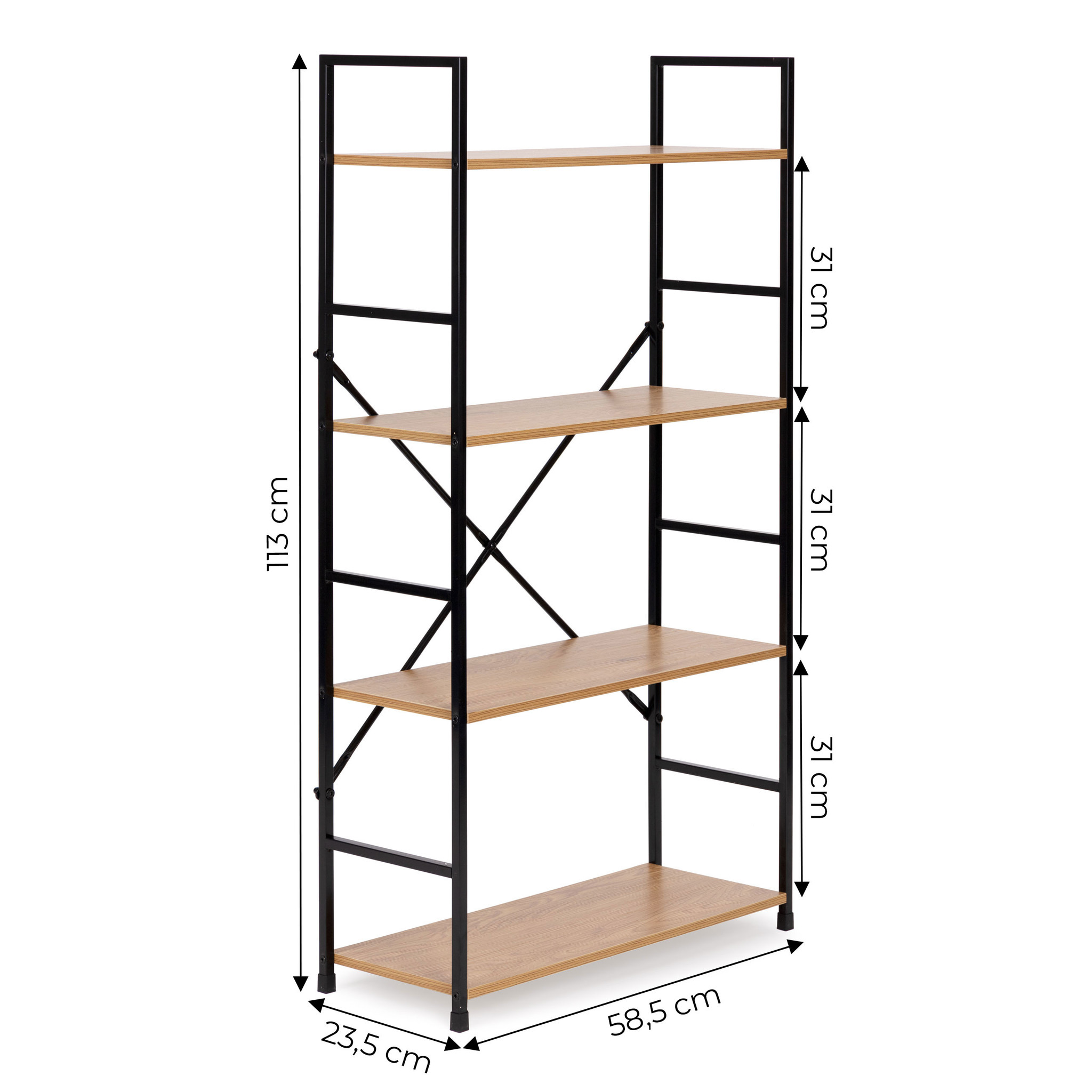 Schappenkast  - industriële kast - 118x60x28 cm - 4 planken