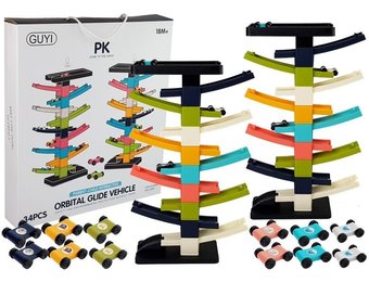 Autobaan speelgoed - dubbele glijbaan - verschillende kleuren