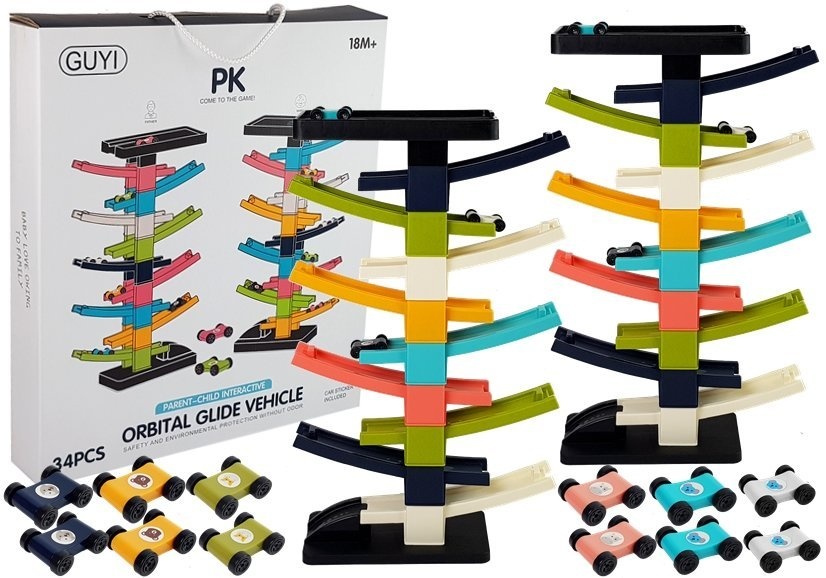 Autobaan speelgoed - dubbele glijbaan - verschillende kleuren