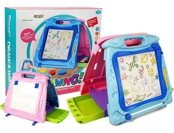 Tekenbord - dubbelzijdig - 3 dieren magneten - 34x4x34 cm