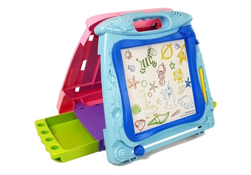 Tekenbord - dubbelzijdig - 3 dieren magneten - 34x4x34 cm