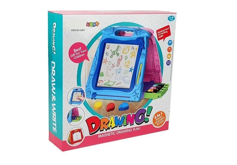 Tekenbord - dubbelzijdig - 3 dieren magneten - 34x4x34 cm