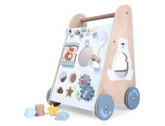 Loopwagen - houten duwer - educatieve wagen