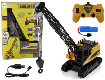 RC hijskraan - met licht en geluid  - 20X12X40 cm - zwart