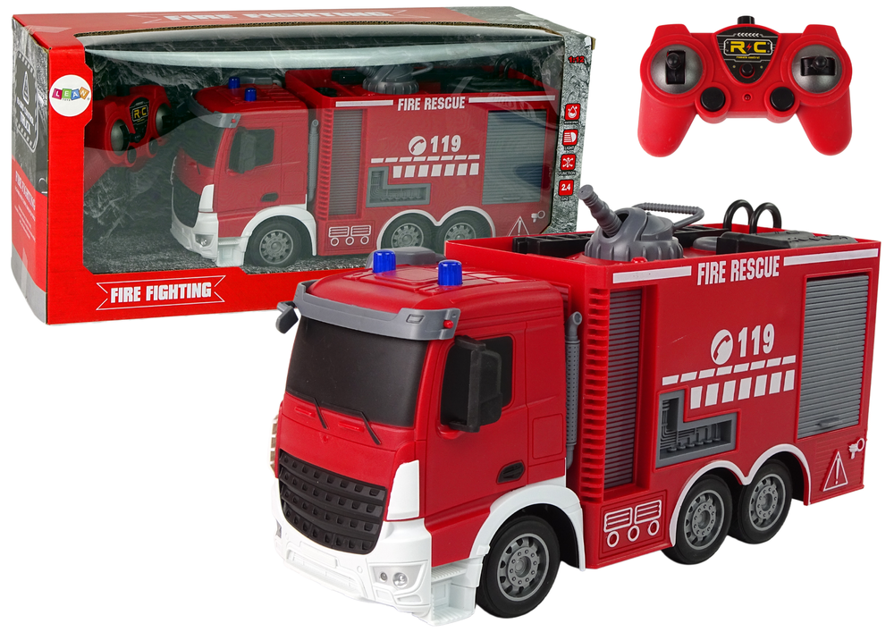 RC brandweerwagen - waterkanon en sproeiertuit - 30x20x17 cm