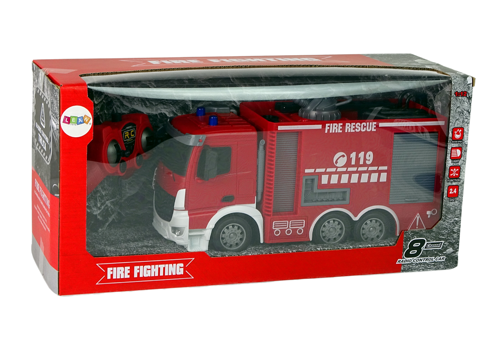 RC brandweerwagen - waterkanon en sproeiertuit - 30x20x17 cm