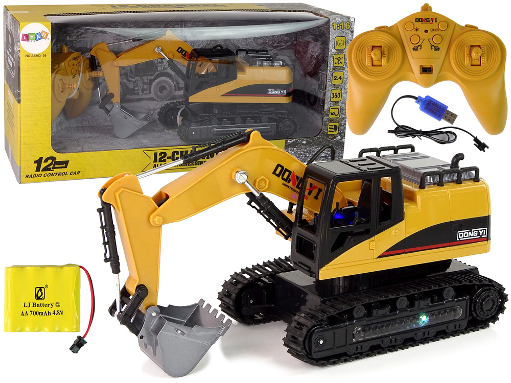 RC rups graafmachine-motorgeluid- bestuurbare bak- geel