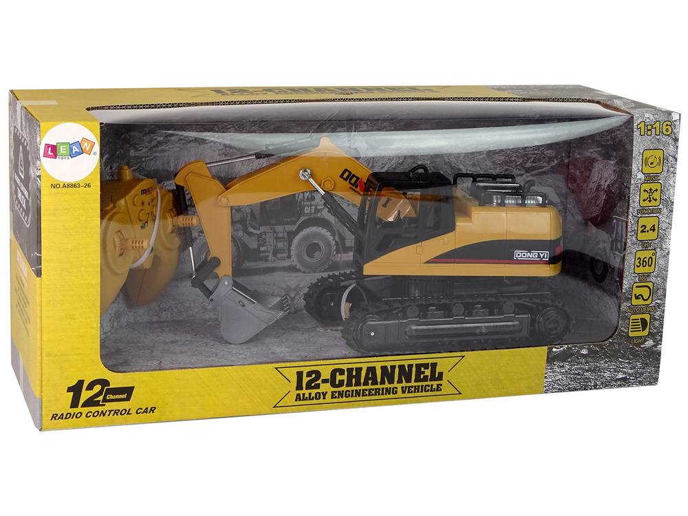 RC rups graafmachine-motorgeluid- bestuurbare bak- geel