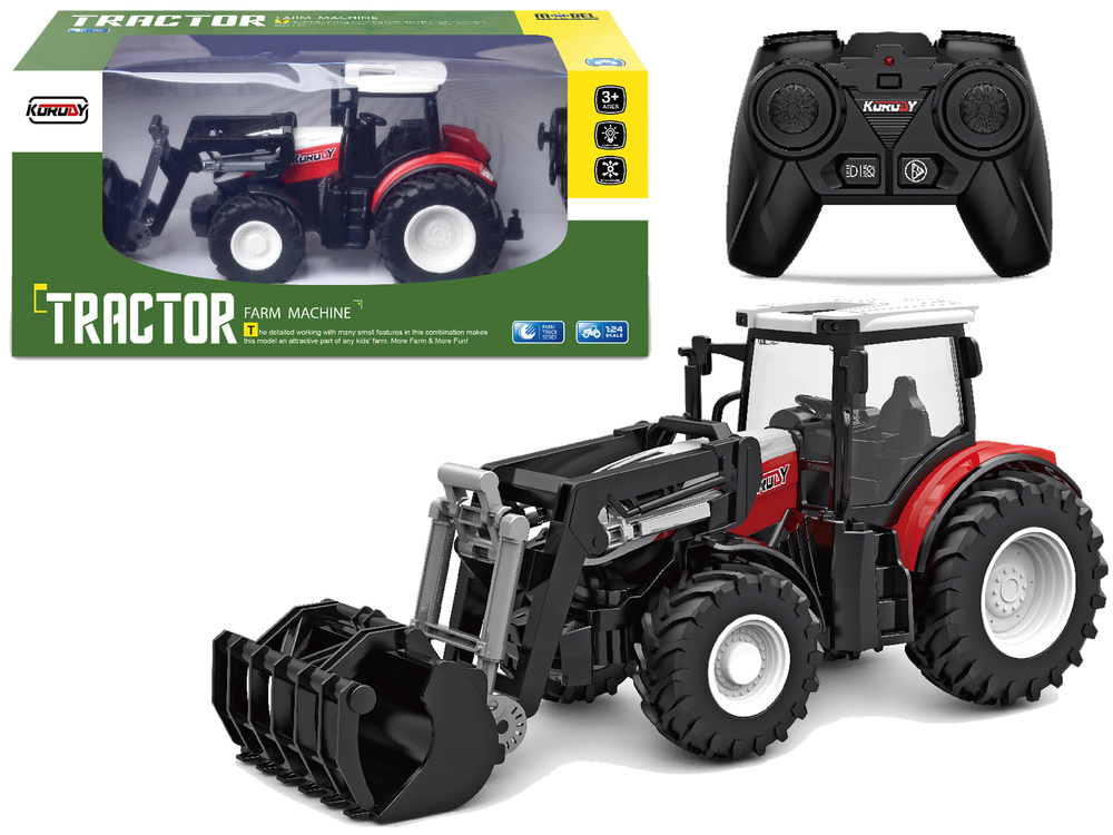 RC tractor - beweegbare bak & verlichting - rood/wit