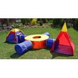 Kinder speeltent - speelhuisje tuin - 7in1 huisjes - 4 tunnels