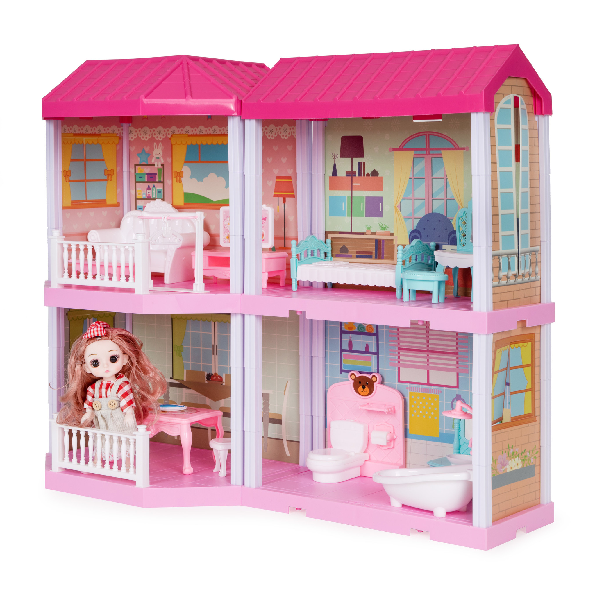 Poppenhuis - poppenhuis meubels - opvouwbaar - met led