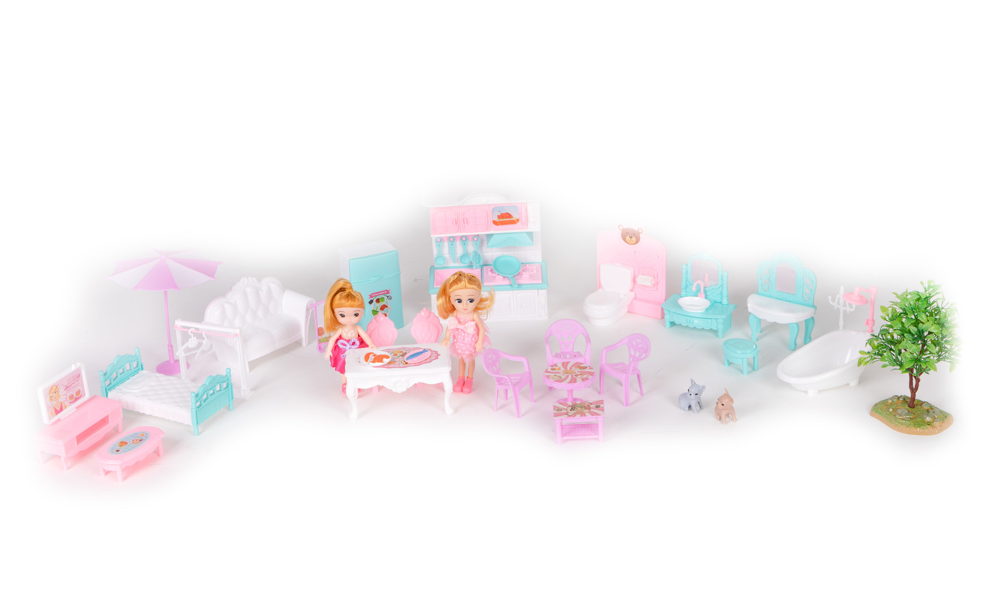 Poppenhuis - poppenhuis met meubels - inclusief tuinmeubels