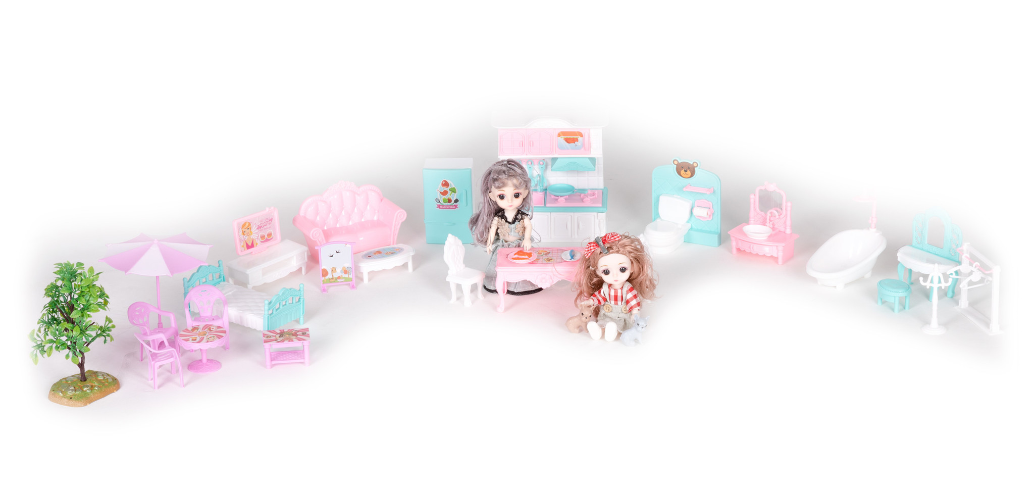 Poppenhuis - poppenhuis met meubels - met LED