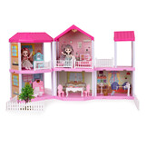 Poppenhuis - poppenhuis meubels - rose - met led
