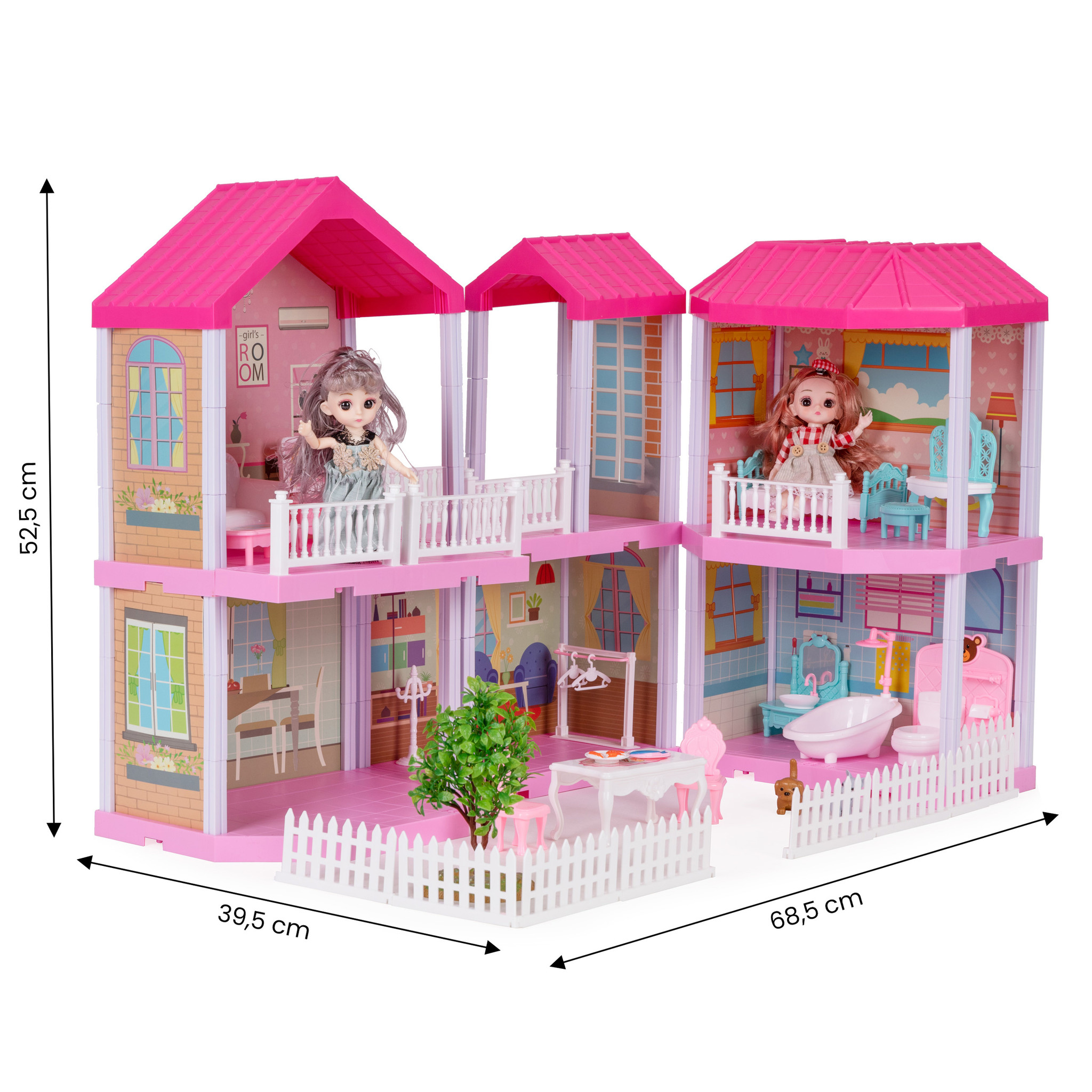 Poppenhuis - poppenhuis meubels - rose - met led