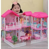 Poppenhuis - poppenhuis meubels - rose - met led