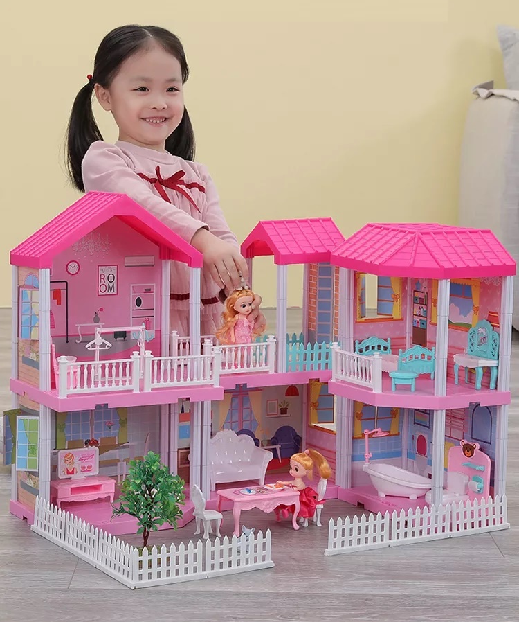 Poppenhuis - poppenhuis meubels - rose - met led