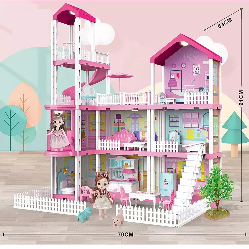 Poppenhuis - poppenhuis meubels - complete set - met led