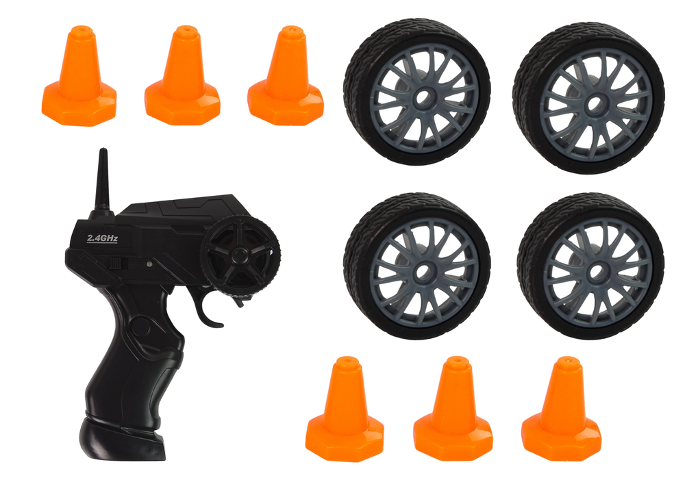 RC super race auto - met extra wielen en kegels - wit