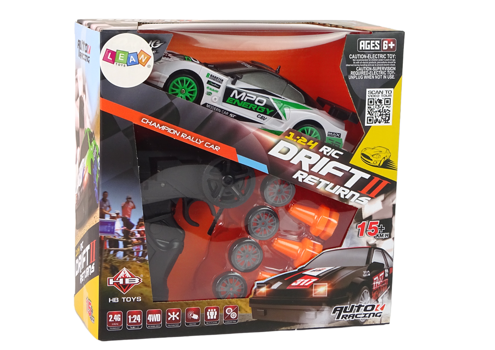 RC super race auto - met extra wielen en kegels - wit