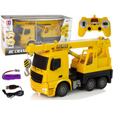 RC kraanwagen - met LED verlichting 34x11x17 cm - geel
