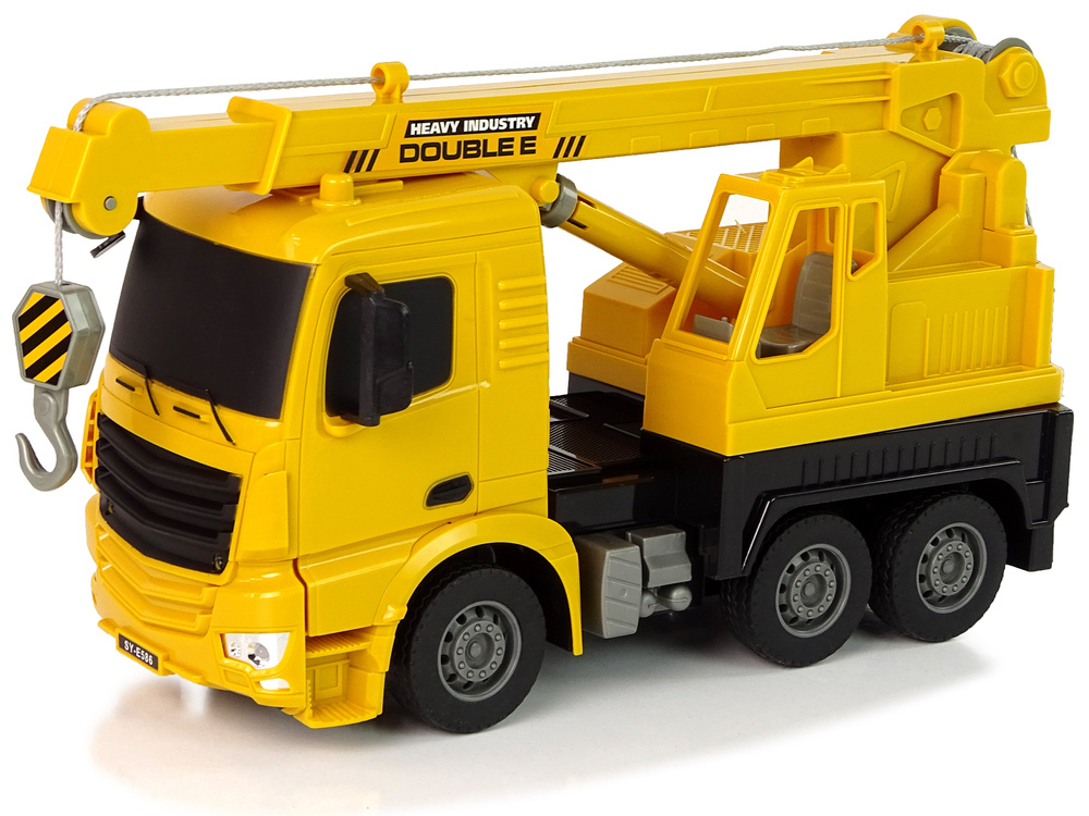 RC kraanwagen - met LED verlichting 34x11x17 cm - geel