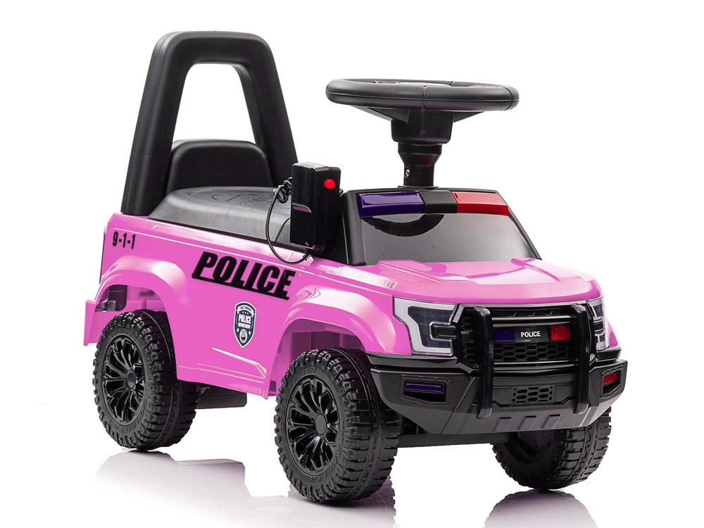 Loopauto - politie thema - 62x29x43 cm - roze