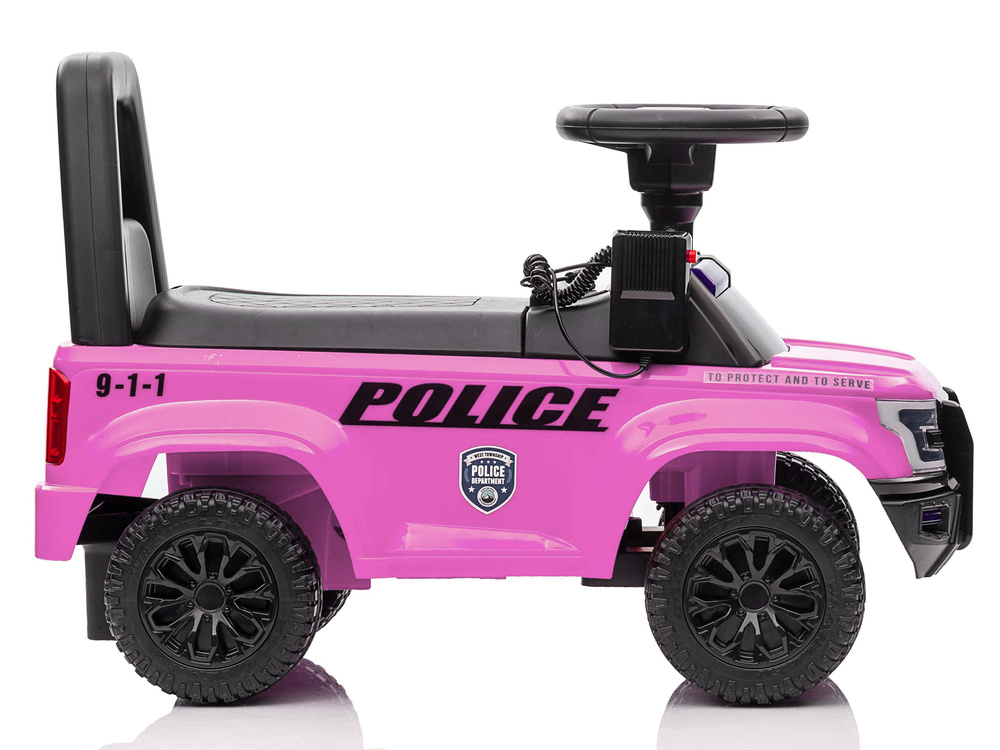 Loopauto - politie thema - 62x29x43 cm - roze