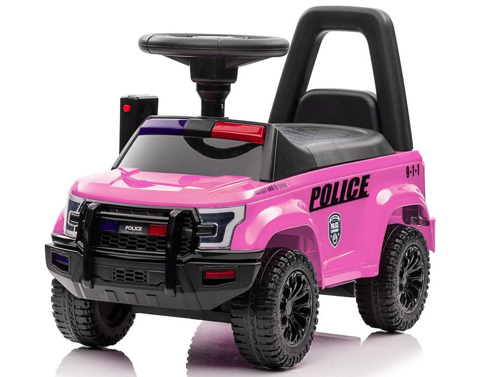 Loopauto - politie thema - 62x29x43 cm - roze