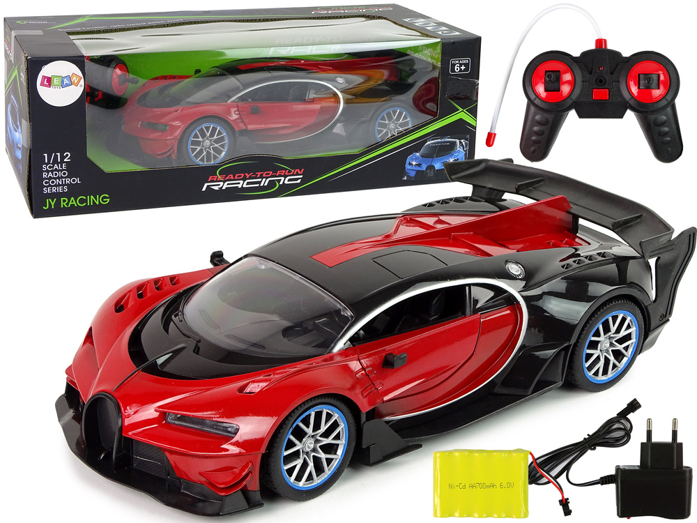 RC sportwagen - led verlichting - rood/zwart