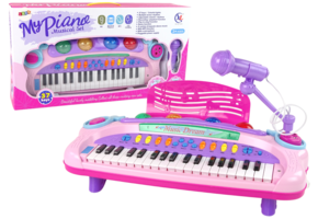 Speelgoed piano - peuter - met microfoon - 48 x 19 x 7 cm - roze