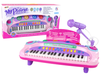 Speelgoed piano - peuter - met microfoon - 48 x 19 x 7 cm - roze